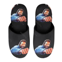 Bud Spencer (4) Warm Cotton Slippers For Men Women Thick Soft Soled Non-Slip Fluffy Shoes Indoor House Slippers Hotel