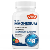 VEV 15 trong 1 Viên nang phức hợp Magie Citrate & Glycinate Hỗ trợ Cortisol với Ashwagandha & L-Thea