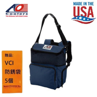 【AO COOLERS】酷冷軟式輕量保冷後背包-18罐型-海軍藍 貼心外側分隔袋