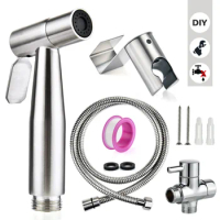 Explosive stainless steel shower toilet companion nozzle water flusher pressurized bidet handheld spray gun set