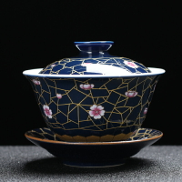 豹霖功夫茶具套裝霽藍釉陶瓷描金茶壺泡茶瓷器蓋碗茶杯辦公送禮盒