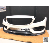 SPY國際 Benz W205 C250 C300 AMG保桿用 B款雙層碳纖維前下巴 卡夢