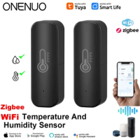 Tuya Zigbee/ WiFi Smart Temperature Humidity Sensor Indoor Hygrometer APP Remote Control Works With Alexa Google Home Smart Home