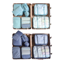 【YUNMI】日系旅行衣物收納袋 衣物整理包 出國旅遊收納 洗漱包 行李箱分類(八件組)
