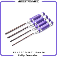 ARROWMAX Phillips Screwdriver 3.5, 4.0, 5.0 &amp; 5.8 X 120mm Purple RC Tools