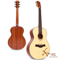 Amari 36吋 雲杉木面板旅行吉他(mini)原木色 贈超值配件組