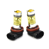 หลอดไฟ LED สีเหลืองหมอก, 2x, 4300K, 100W, 1500LM, สว่างมาก, สำหรับ DRL, H8 H11, เทียบเท่า