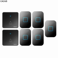CACAZI Wireless Doorbell Waterproof 300M Remote CR2032 Battery US EU UK Plug Smart Home Ring Bell Chime 2 Transmitter 5 Receiver
