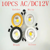 10pcs Super Bright Dimmable Led downlight light COB AC/AC12V Ceiling Spot Light 3w 5w 7w 12w recessed Lights Indoor Lighting
