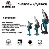 COD - Kamolee - Cordless Chainsaw / Mesin Gergaji Listrik Portable 4/6/8inch