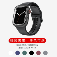 優樂悅~適用apple watch7代蘋果手表表帶 iwatch6改款純色硅膠表扣款表帶