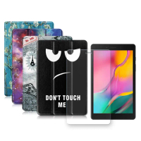 【VXTRA】三星 Samsung Galaxy Tab A 8.0 文創彩繪 隱形磁力皮套+9H鋼化玻璃貼 T295 T290 T297(合購價)