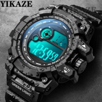 YIKAZE Men's LED Digital Watches 50mm Big Size Waterproof Men Sport Watch Date Army Military Clock Electronic Wristwatch for man