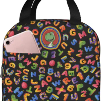 Cute Dinosaur Alphabet Lunch Bag - Colorful Dino Insulated Cooler Bag Animal Print Lunch Box Reusable Education Letter