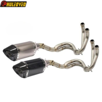 For ER6N ER6F NINJA650R Z650 Versys 650 Motorcycle Exhaust Full System Collector Header with Carbon Tip Exhaust Muffler Escape