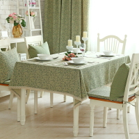 現代古綠線花邊餐桌布 歐式田園風棉麻茶几布 桌巾  (90*130cm)