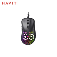 Havit MS955 RGB Wireless Gaming Mouse 12000 DPI Optical Sensor Honeycomb Shell 6 Buttons Adjustable Weights Mouse for Laptop PC