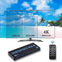 HDMI Matrix 4X4 4K60Hz HDMI2.0 Matrix 4 in 4 Out Switch 4x4 HDMI Matrix Splitter Video Converter for Camera Laptop PC To Monitor