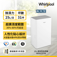 【Whirlpool 惠而浦】ㄧ級能效25公升第六感智能除濕機WDEE25TW(貨物稅減免$1200)