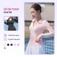 Áo thun thể thao dài tay tập gym yoga Kylie Top Today U Wear cổ polo thoáng mát hút mồ hồi