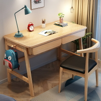 書桌 ● 北歐實木 書桌簡約 家用 臺式電腦辦公桌 寫字桌臥室兒童學習桌椅