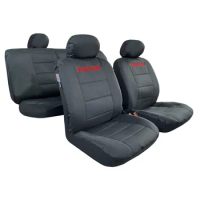 Canvas Seat Covers For Mitsubishi Triton, Waterproof Black Full Set Embroidery Auto Protector, Airbag Safe Universal Easy Fit