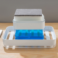 Portable Detergent Dispenser Set for Kitchen Dish Soap with Sponge Holder Hand Press Liquid Dispensing Tools Soap Dispenser