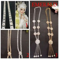 [KS22] 1 pc Kalung Adat Panjang Pengantin Pria Wanita Sunda / Jawa Permata Silver Gold No 2 Gold