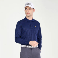【Munsingwear】官方直營 企鵝牌 男款深藍色日本製簡約舒適長袖POLO衫 MGUT2B51