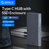 ORICO USB C Thunderbolt3 HUB Multi-function Docking M.2 Case NVME SATA SSD 9 in 1 PD 60W 40GBPS DP 8K for MacBook TB3-S2