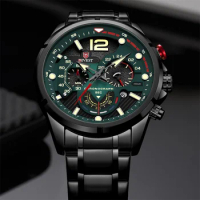 DIVEST Sports Casual Quartz Wristwatches with Chronograph Fashion Stainless Steel Men's Watch Auto Date Clock Male