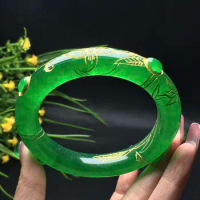 100% real green jade bangle round bracelets natural handmade jade bracelets green jade bangles bracelet for women