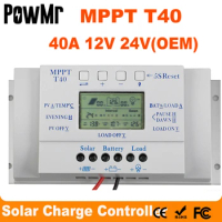 OEM MPPT 40A 12V 24V Solar Charge Controller Without Any Logo On Surface T40 LCD Solar Regulator Wholesale Price for Reselling