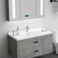Taoman Nordic solid wood bathroom cabinet simple basin bathroom mirror cabinet wash table light luxury combination