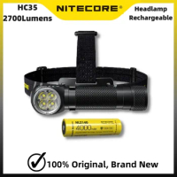 NITECORE HC35 USB Rechargeable Headlamp 2700 Lumens With NL2140HP 4000mAh Batter L-shaped HeadLight LED Flashlight