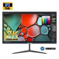 27Inch 2K Monitor 75Hz QHD Gaming Monitor Computer Support IPS Panel DC Flicker-Free Eye Protect HDMI USB DP Interface 2560*1440