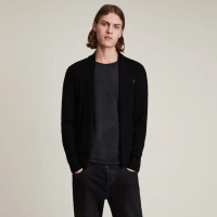 【ALLSAINTS】MODE MERINO 純羊毛公羊頭骨刺繡針織外套-黑 MK002D(舒適版型)