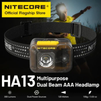 NITECORE HA13 LED Headlamp Dual Power Source 350 Lumens Camping Work Light Night Trail Running Fishing Headlight, AAA Battery