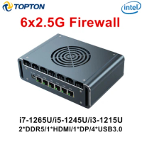 Topton 12th Gen i7 1265U Firewall Mini PC 6x 2.5G intel i226-V i5 1245U 2xDDR5 NVMe Proxmox pfSense Computer Soft Mini Router