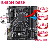 For Gigabyte B450M DS3H Mtherboard 64GB DVI HDMI M.2 SATA III AM4 DDR4 Micro ATX B450 Mainboad 100% Tested Fully WorkMA