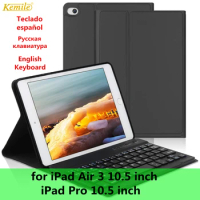 Russian/Spanish Bluetooth Wireless Keyboard Case For iPad Air 3 10.5 case Smart PU Leather Full Cover For iPad Pro 10.5 Keyboard