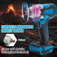 Update 4 speed Brushless Cordless Electric Impact Wrench Rechargeable 1/2 inch Wrench Power Tools for Makita 18V Battery 520N.M