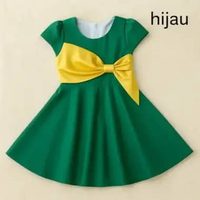 Two Mix Baju Gaun / Dress Anak Natal Perempuan / Satin Cantik Mewah 1-12 Tahun 4452 6 Hijau