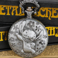 Retro Game Grey Pocket Watch with Necklace Chain Pendant Watches Fob Watch Gift for Children