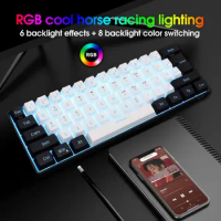 61 Keys Wired Gaming Keyboard RGB Mechanical Keyboard, Ultra-Compact Mini Waterproof Keyboard for Mac Windows PC Computer Gamer