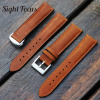 20mm 22mm Pull Up Leather Watch Band for Omega Speedmaster Moon Hamilton IWC Rolex Tudor Seiko Watch Strap Band Crazy Horse Skin
