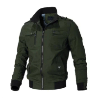 2024 Spring and Autumn New Workwear Flight Jacket Men's Thin Casual Top Coat Air Force Standing Collar Coat