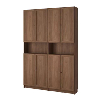 BILLY/OXBERG 書櫃附高度延伸櫃/門板, 棕色 胡桃木紋, 80x30x237 公分
