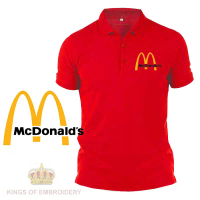 เสื้อโปโลคลาสสิก, โลโก้ Baju Sulam, พร้อมโลโก้ปัก, Mcdonald's Fast Food Meal Mc Cafe, สำหรับผู้ชายแล