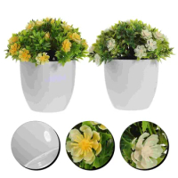 2pcs Artificial Bonsai Realistic Potted Flower Bonsai Cabinet Desktop Decoration